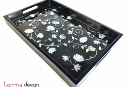 Rectangular lacquer tray with pearl flowers  25*40cm